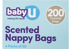 Baby U Nappy Bags 200 Pack baby powder fragrance,issues,Scented Nappy Bags,seal in wetness,Solution For soiled nappies