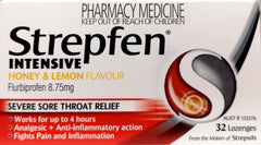Strepfen Honey Lemon Lozenges - Intensive Relief with 32 Lozenges Cold Symptoms,Cough Relief,Honey Lemon Lozenges,Intensive Relief,Lozenges,optimized,Sore Throat Relief,Strepfen,Throat Comfort