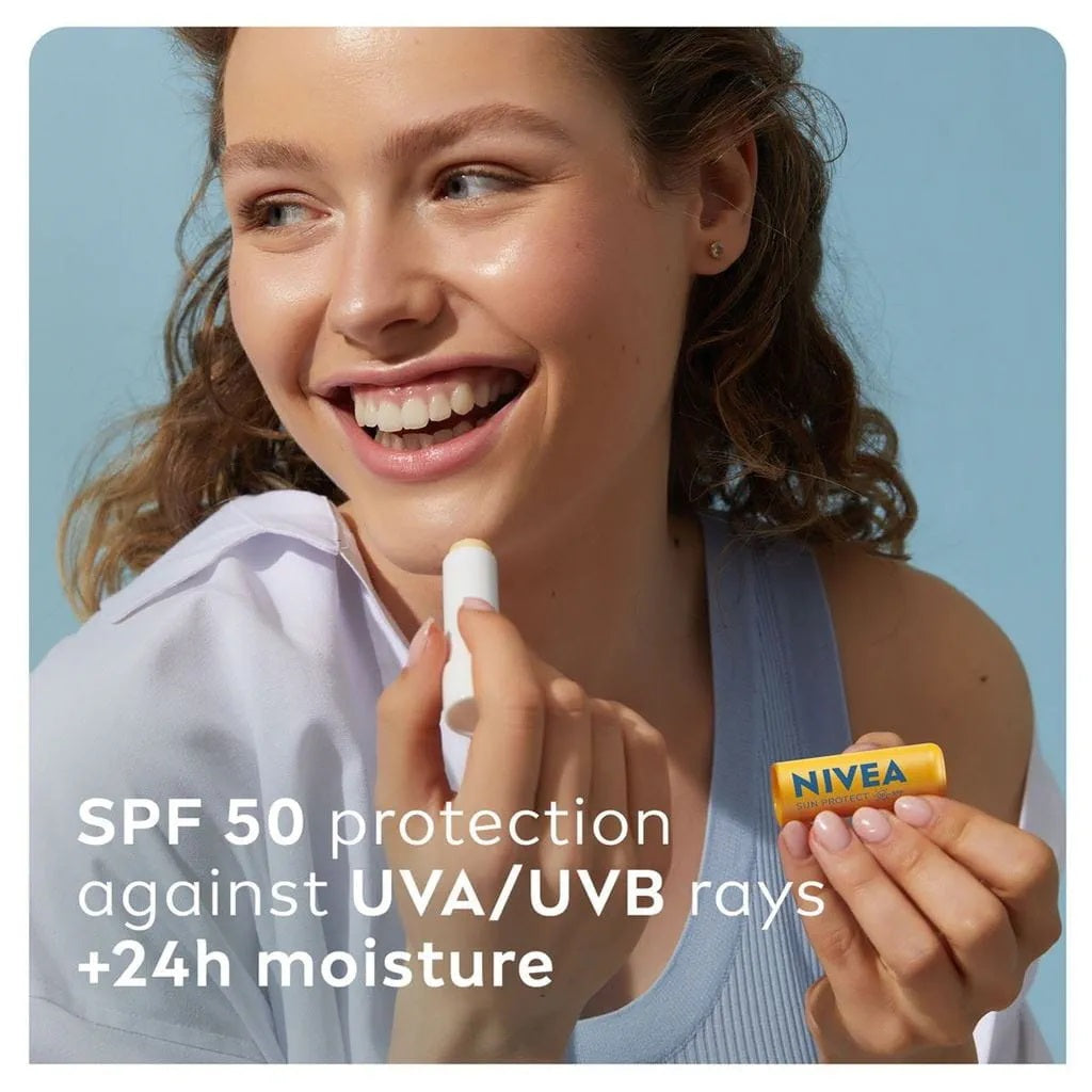 Nivea Lip Balm Ultra Spf50 4.8g Hydrates lips,Instantly melts into your lips,issues,lip balm,Lip Balm Ultra,Lip Care,Moisturising,Moisturising balm,Moisturising Lip Care,Nivea Lip Balm Ultra,no sticky feeling lip balm,softens lips,Spf50,SPF50 Lip Balm,Sun