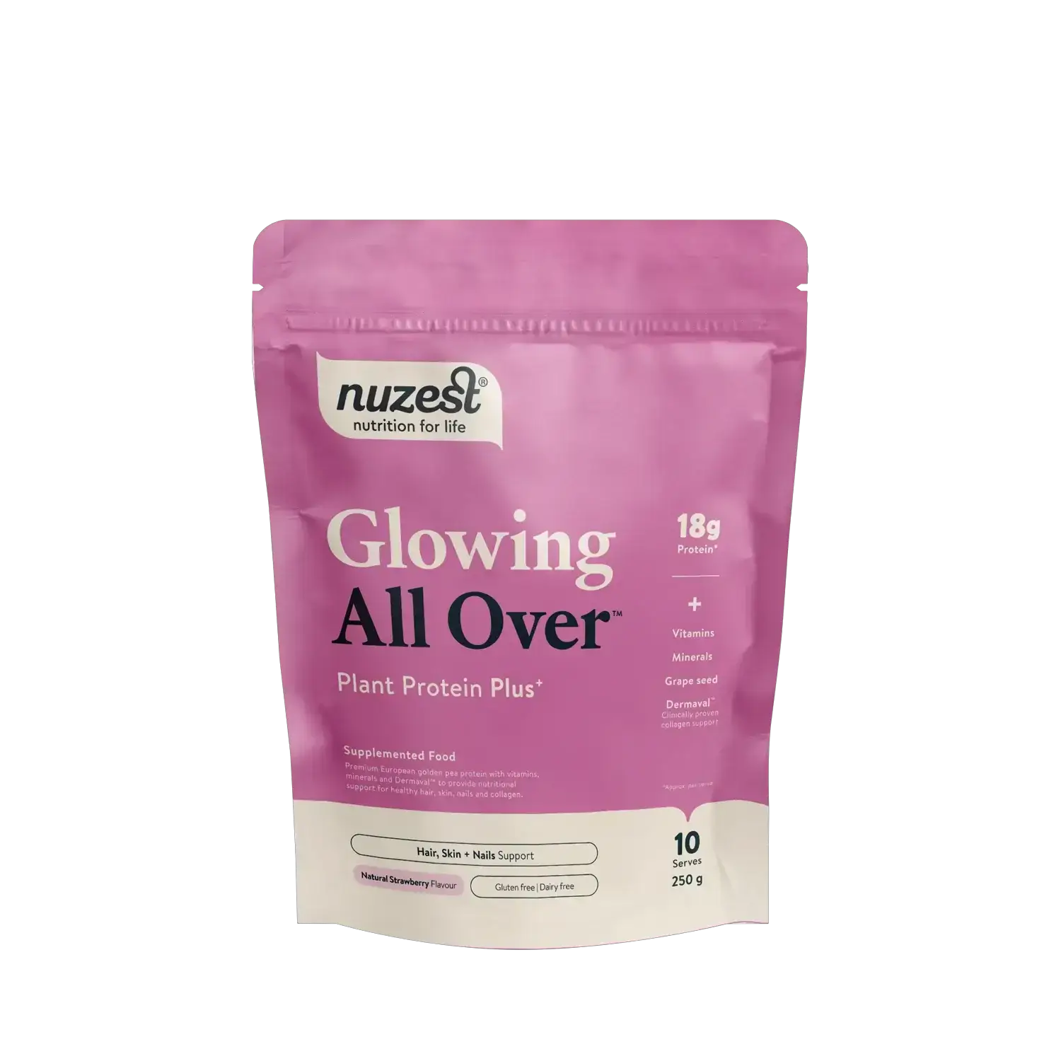 Nuzest Protein Plus Glowing All Over Strawberry 250g 100% pure,clean lean,issues,nuzest,nuzest clean clean sachets,nuzest clean lean,optifast,protein,pure protein,weight,weight loss,weight loss programme,weight management,weight reducer,weight reduction