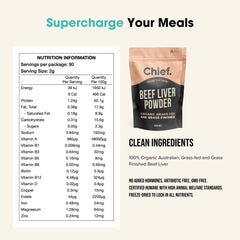 Chief Nutrition Organic Beef Liver Powder Immune Support Natural Iron Source Beef Liver Powder 180 g