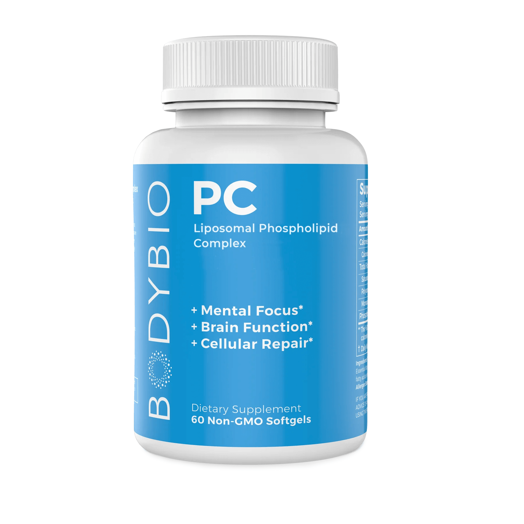 BodyBio PC (Phosphatidylcholine) better detox,Building cell membranes,consistent energy,improved brain function,issues,mental clarity,Protecting Cells,Rebuild And Maintain Brain Health,smoother digestion