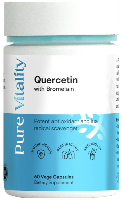 Pure Vitality Quercetin with Bromelain 60VC 500mg anti-aging,bone strength,DNA damage,energy levels energy and vitality,fertility,healthy fertility,healthy hormonal balance,healthy immune system,healthy mood,healthy stress levels,high strength,High streng