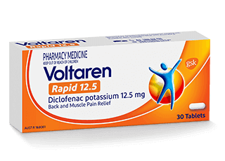 Voltaren Rapid 12.5mg 30 tablets diclofenac,fast acting,issues,voltaren rapid