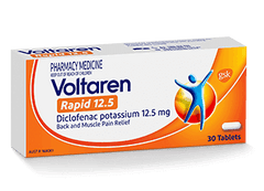Voltaren Rapid 12.5mg 30 tablets diclofenac,fast acting,issues,voltaren rapid