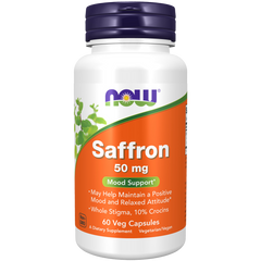 NOW Saffron 50mg (10% Crocins) 60 Veg Capsules