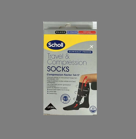 Scholl Flight Socks Black Clear gel,compression socks,deep vein thrombosis,designed not to slip in shoe,discreet design,Feet Cushions,Feet Heel Cushions,Fits comfortably,Fits comfortably in Shoes,flight socks,GelActiv technology,Heel Cushions,issues,No sl