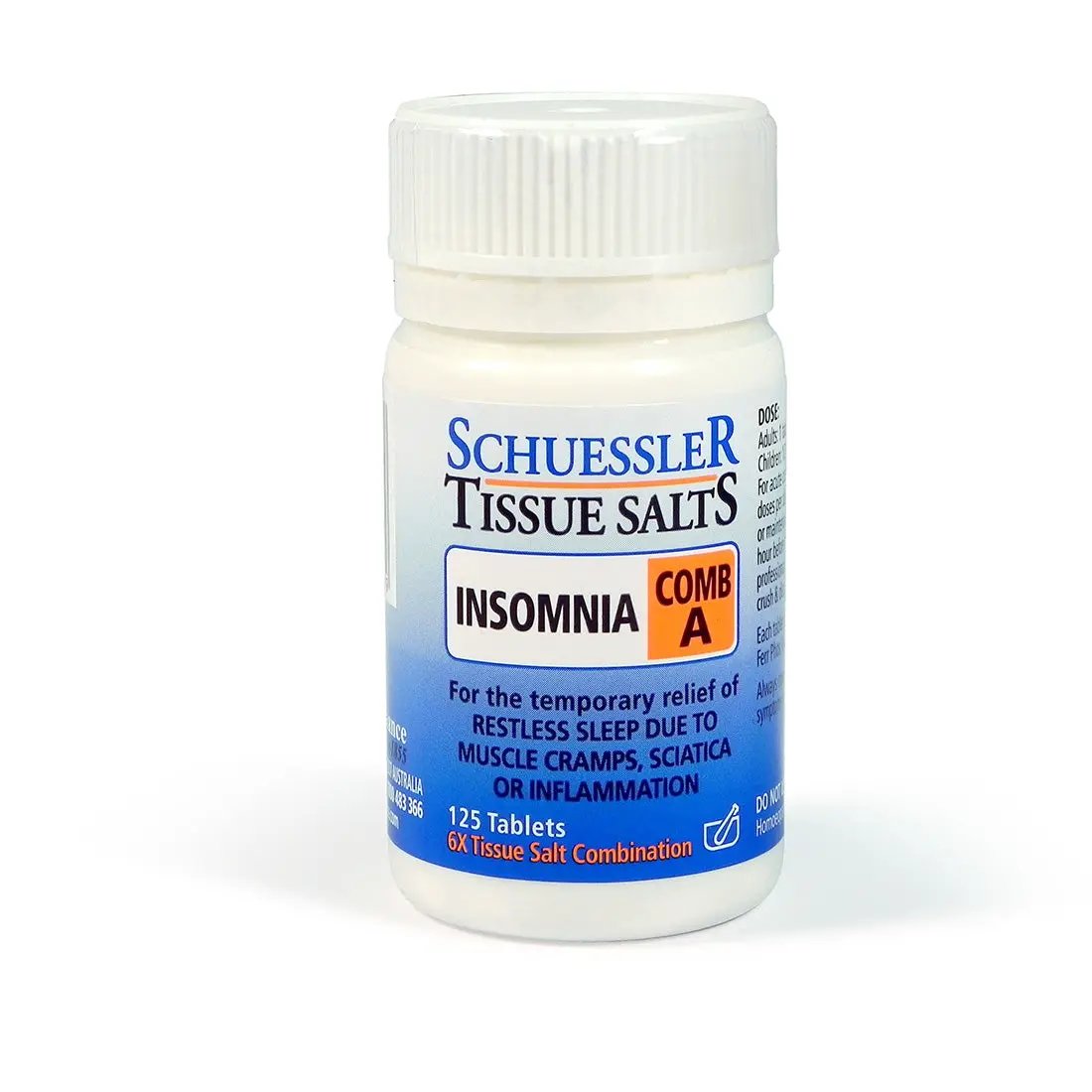 Schuessler Tissue Salts 125 Tablets – Comb A artemis deep sleep,deep sleep,Difficulty falling asleep,fast asleep,harker sleep well,healthy sleep,Insomina,issues,Mood & Sleep Stress,neuralgia,neuritis,neuritism,Night’s sleep,Problem falling asleep,promotes