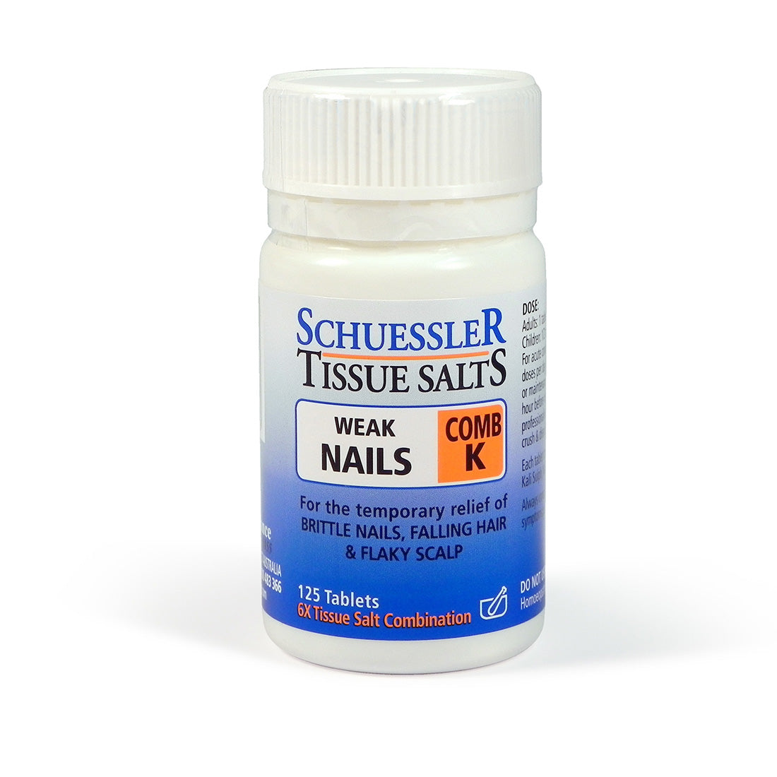 Schuessler Tissue Salts 125 Tablets – Comb K combintion,issues,schuessler,weak nail