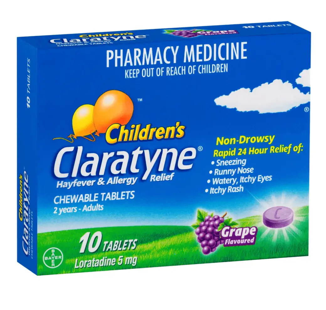 Claratyne Childrens chewable grape 30 allergen support,allergens,allergens from foods,Allergic reactions,allergic rhinitis,allergies,allergy,allergy eyes,Allergy from Plants,Allergy medicine,Allergy Relief,Allergy tested,Allermed Relief Spray,allersoothe,