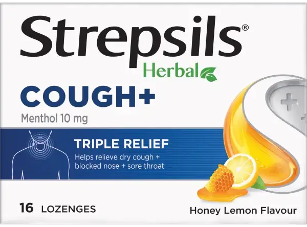 Strepsils Herbal Cough Lozenges Honey & Lemon 16 Pack