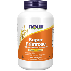 Now Super Primrose 1300mg 120SG hexane-free,hormones,immunity,issues,skin,support cyclical breast tenderness,Supports PMS and temperature balance,women