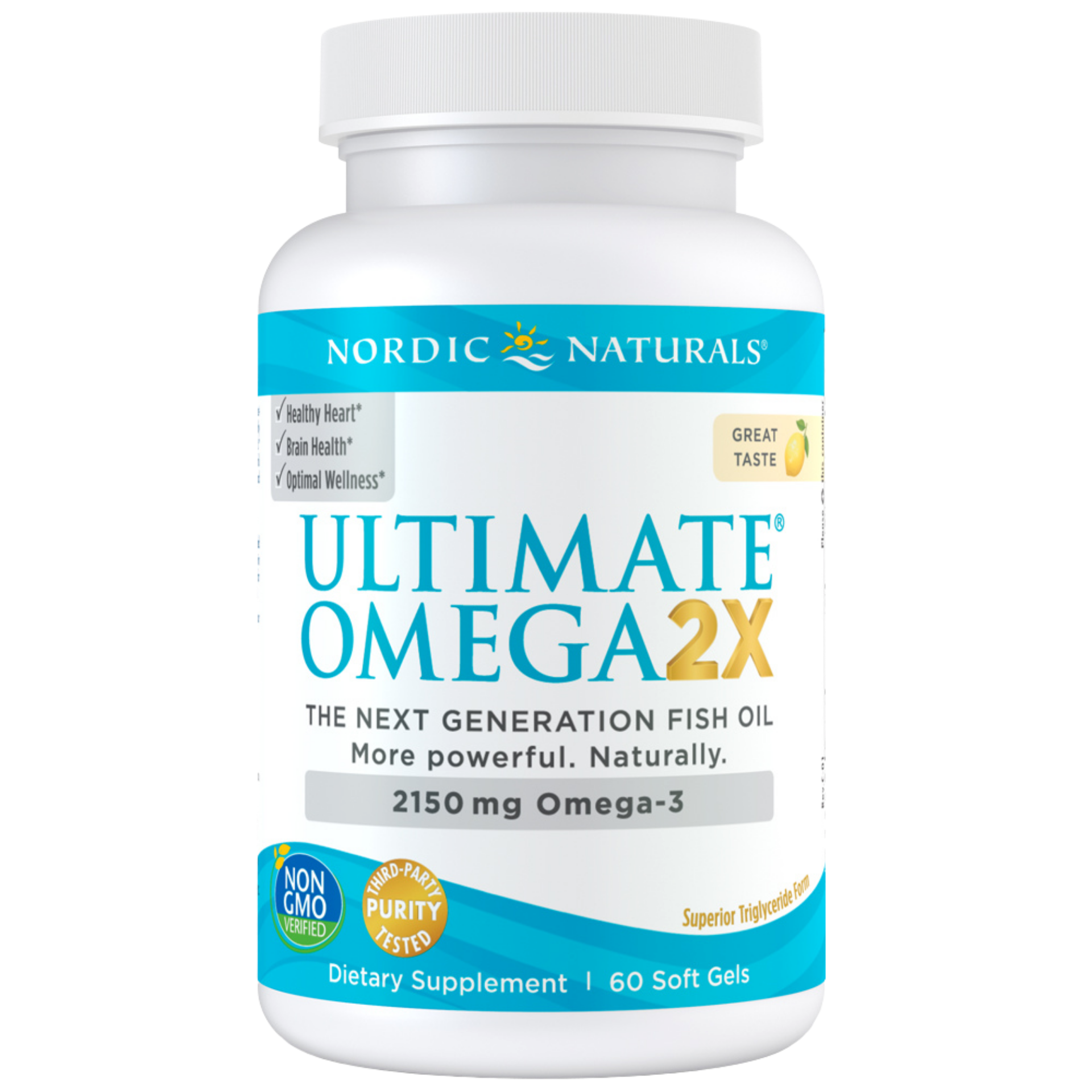 Nordic Naturals Ultimate Omega 2x 60 Soft Gels Supports Heart Health, Brain Health Omega-3 Supplement