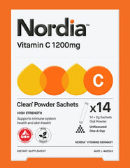Nordia Vitamin C 1200mg Immune Support Dietary Supplement 14 Sachets Supports Skin and Connective Tissue Health