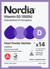 Nordia | Vitamin D3 | 1000IU, 14 Pack | Dietary Supplement | Supports bone health and immune system health