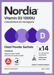 Nordia | Vitamin D3 | 1000IU, 14 Pack | Dietary Supplement | Supports bone health and immune system health