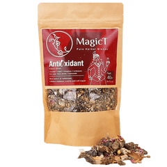 MagicT Anti Oxidant 40gr antioxidant,antioxidant blend,Cardamom,Chamomile,Cinnamon,dried ginger root,Ginger,Ginger and Cinnamon,gorgeous purple flowers,green tea,Green tea buds and upper leaves,highest quality in taste,highest quality Tea,Indian Ayurvedic
