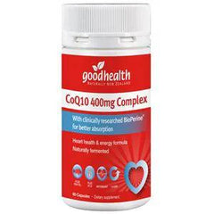 Good Health CoQ10 400mg Complex 60 Caps 1 a day coq10,coq10,issues