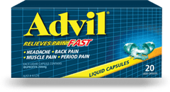 Advil Liquid Capsules back neck shoulder pain,back pain,cramp pain,cramping pain,dental pain,foot pain,inflammation,issues,joint pain,knee pain,leg pain,menstrual pain,muscle pain,pain,pain and fever,swelling