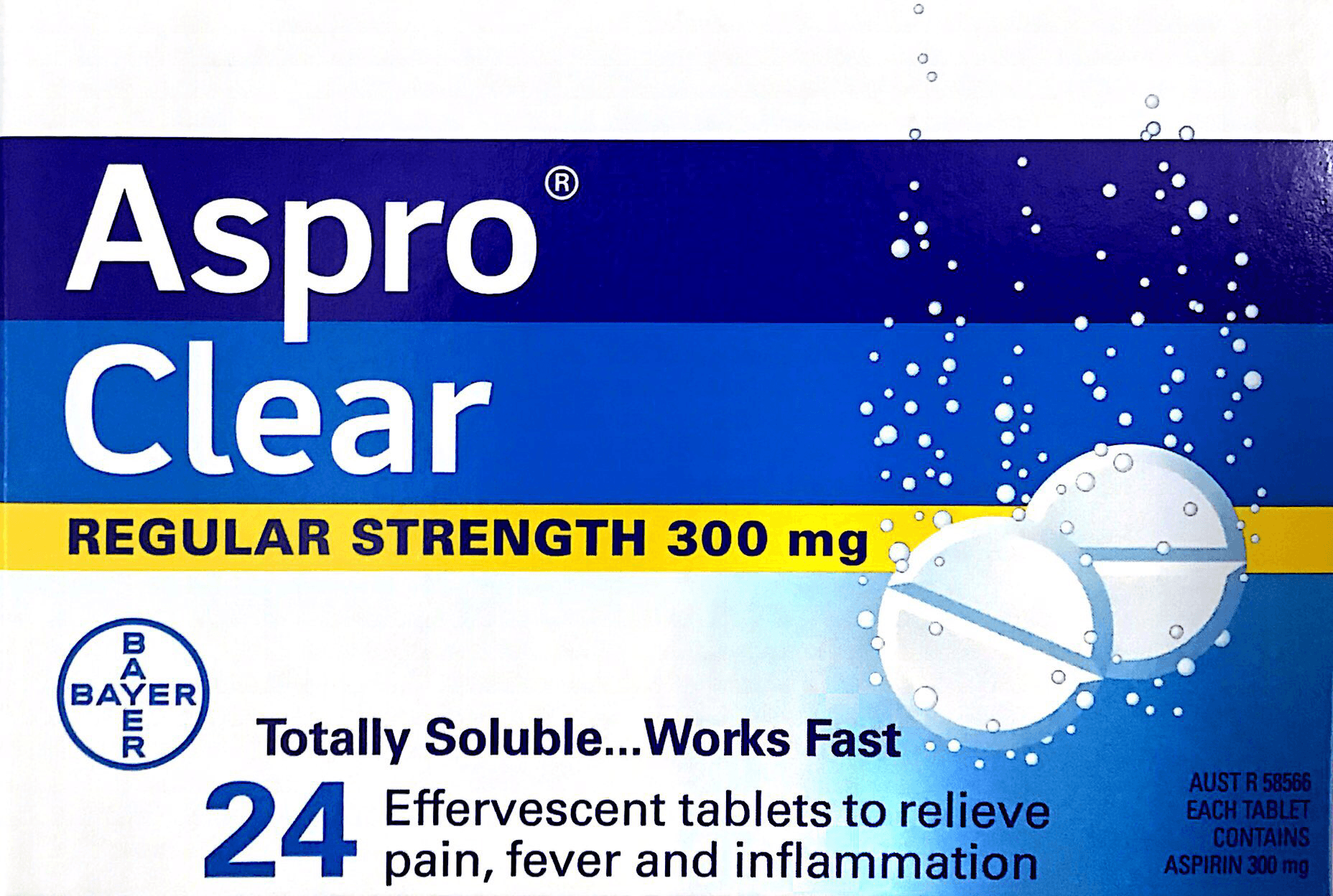 Aspro Clear Effervescent Tablets 24 Regular Strength 300 mg - Fast Relief Aspro Clear,Effervescent Tablets,Fast Pain Relief,optimized,Regular Strength 300 mg