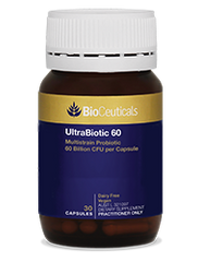 Bioceuticals UltraBiotic 60 Multistrain Probiotic 60 Billion CFU per Capsule 32 billion probiotics,50 billion probiotics,adult probiotics,children probiotics,Digestive probiotic,gut probiotics,issues,kids probiotics,oral probiotics,organic probiotic,prebi