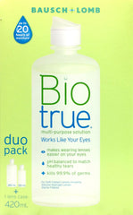 Biotrue Multi-Purpose Solution Duo Pack 420ml - Optimal Lens Care Biotrue Duo Pack,Biotrue Multi-Purpose Solution,contact lens care,lens cleaning solution,optimized