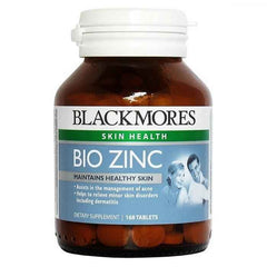 Blackmores Bio Zinc Tablets for immune support, 168 tablets in a bottle, aids skin health and manages acne.
