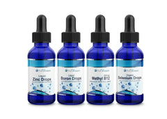 Pure Vitality 4 Daily Essential Vitamins & Minerals Bundle boron drops,drops,issues,methyl B12 drops,pure vitality,pure vitality beauty,pure vitality supplements,pure vitality vitamins,selenium drops,zinc drops
