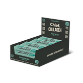 Chief collagen protein bars peanut butter display box with twelve bars showcasing extreme naturalness.