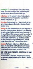 Clear Eyes-A Allergy Eye Drops 15ml label with instructions and warnings for allergy eye drops use and safety.