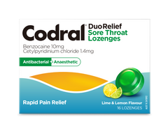Codral DuoRelief Sore Throat Lozenges Lime & Lemon 16 lozenges codral lozenges,cold and flu,cold&flu,issues,numbing and antibacterial,painful throat,sore throat