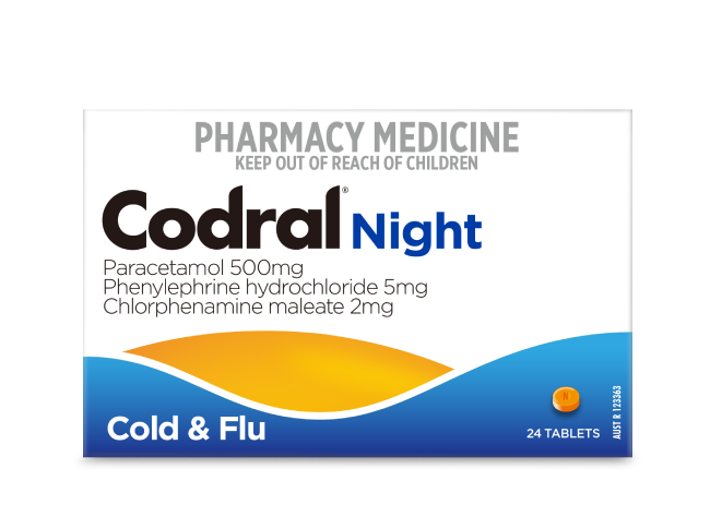 Codral Night 24 tablets anti histamine,blocked nose,chest congestion,cold and flu,congestion,issues,sinus,sinus pain,stuffy nose