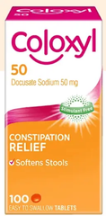 Coloxyl 50mg 100 tablets Qty restriction (2) applies constipation,issues,laxative