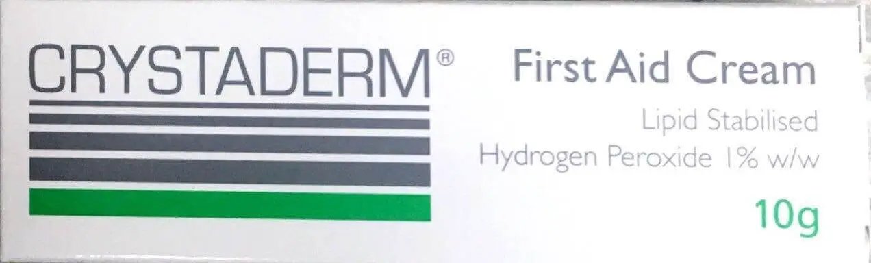 Crystaderm First Aid Cream 10gm antiseptic,crystaderm,first aid,first aid cream,hydrogen peroxide,issues