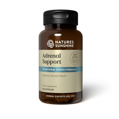 Nature's Sunshine Adrenal Support adaptogenic herbs,adrenal glands,Adrenal Support,as well as cardiovascular,changes in hormone levels,chemical exposure,emotional upset,enzymes,essential minerals,excessive exercise,fatigue,gastrointestinal functions,Handl