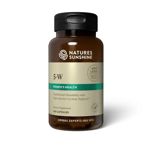 Natures Sunshine 5-W 5-W Hydroxytryptophan,Black cohosh root,Female reproductive blend,Herbal Mood Enhancer,issues,Natural plant minerals,Natures Sunshine 5-W,Squawvine whole plant,Tones and strengthens the uterus,Traditional women’s health supplement: