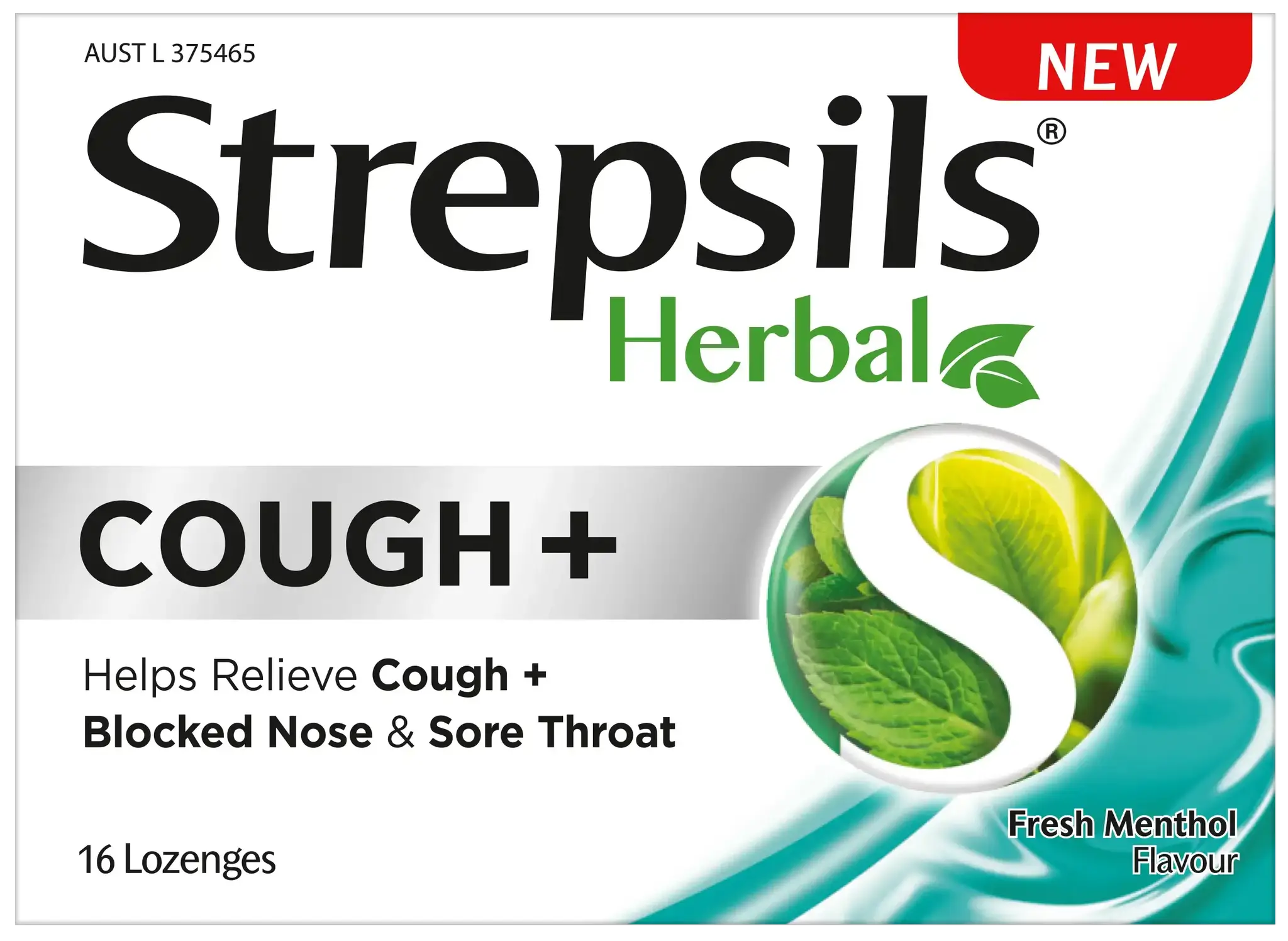 Strepsils Herbal Cough Lozenges Fresh Menthol 16 Pack
