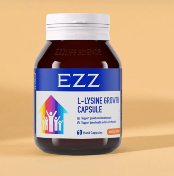 EZZ L-Lysine Growth 60 Capsules bone health,cognitive development,development for adolescents,development for children,growth capsule,healthy growth,helps support healthy growth,immune system health,issues,kids growth,L-Lysine Growth,muscle function,suppo