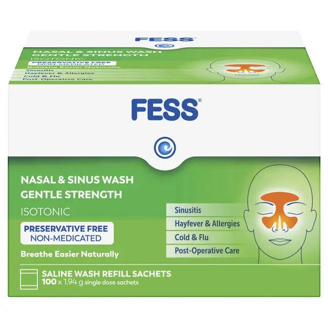 Fess Sinus Cleanse Gentle Wash Refill 100 sachets Baby blocked nose,blocked nose,congested nose,fess gentle wash,flight blocked nose,issues,itchy nose,Nose Congestion,Nose Health,runny nose,stuffy nose