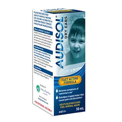 Audisol Dry Ears 30 ml audisol,dry ears,ear pain,issues,swimmers ears,water in ears