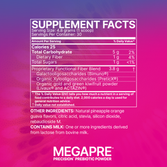 Microbiome Labs MegaPre Powder Pineapple Orange Guava 144.5g supplement facts