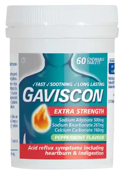 Gaviscon Extra Strength Peppermint Tablets 60 acid reflux,gaviscon,heart burn,heartburn,indigestion,issues,reflux
