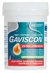 Gaviscon Extra Strength Peppermint Tablets 60 acid reflux,gaviscon,heart burn,heartburn,indigestion,issues,reflux