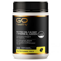 GO Healthy GO Fish Oil 1-A-Day + Vitamin D3 Omega-3 Support Supplement