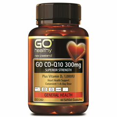 Go Healthy Co Q10 300mg + Vit d3 60 Capsules co q10,coq10,go healthy,Go Healthy Co Q10 300mg + Vit d3,health,issues,new zealand,superior strength support,vitamin D
