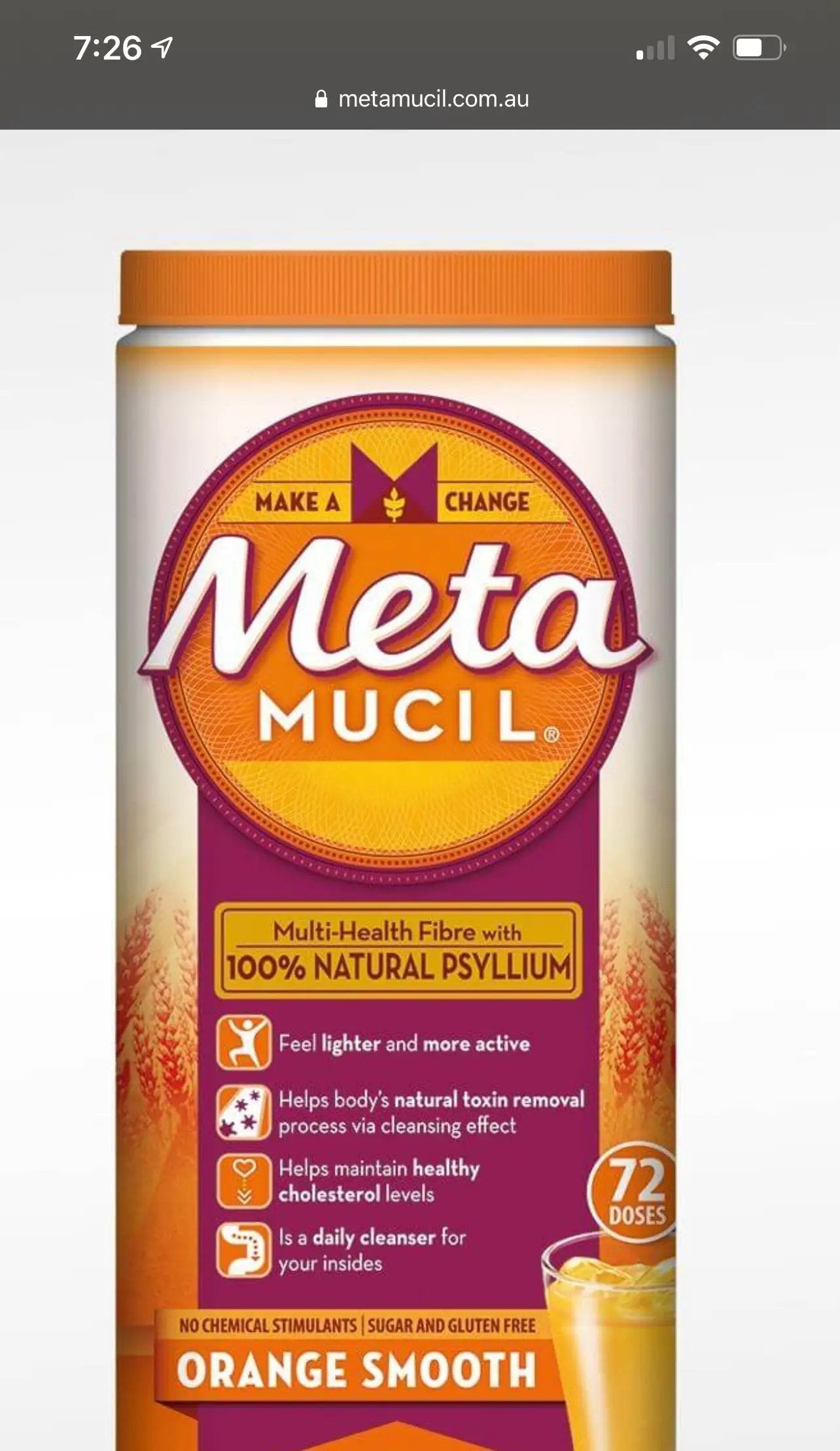 Metamucil Orange Smooth Fibre Powder 114 doses 673 gm cholesterol,constipation,fiber,husk,issues,konsyl,konsyld,Metamucil,psyllium