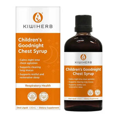 Kiwiherb Children's Goodnight Chest Syrup Calms tickly airways,Chest Care,chest syrup,Children's Goodnight Chest Syrup,Dry Chest Agitation,Encourages Restful Sleep,Goodnight Chest Syrup,issues,lung mucus,restful sleep,Soothes repeated,stubborn lung mucus,