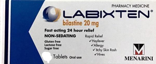 Labixten For Hayfever, Allergy, Itchy Skin - 20mg 60 Tablets Pharmacy Medicine