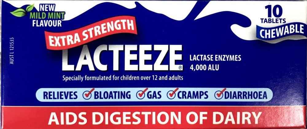 Lacteeze Extra Strength Tablets - 10 Chewable Tablets for Lactose Relief chewable tablets,digestive health,google,improvements,Lacteeze extra strength,lactose relief
