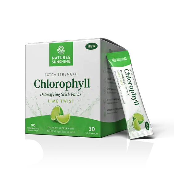 Nature's Sunshine Chlorophyll Stick Pack absorption of pollutants,balance the gut,blend of chlorophyllin,brain cognition gut health mood,Chlorophyll,Chlorophyll Stick Pack,Chlorophyll Travel Pack,deodorizes the body,detox,Digestion gut health,Digestion gu